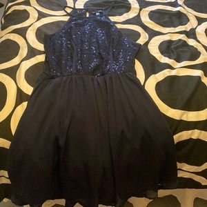 AS U WISH Navy Blue mini dress